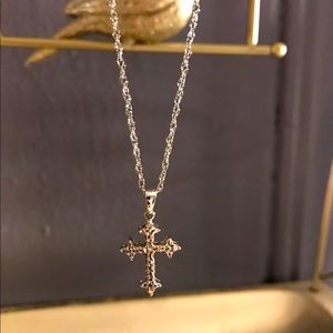 10K White Gold Cross Necklace